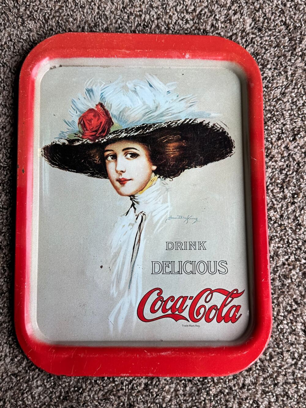 Vintage Coca-Cola Hamilton King Serving Tray – Classic Lady in Hat Advertising